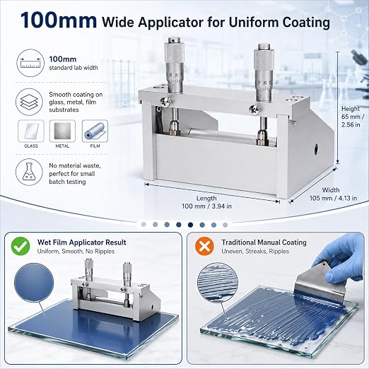 Adjustable Film Applicator Coater, 100mm Film Coating Applicator Precision Micrometer 0-3500um Wet Film Preparation Device for Ink Lab Test