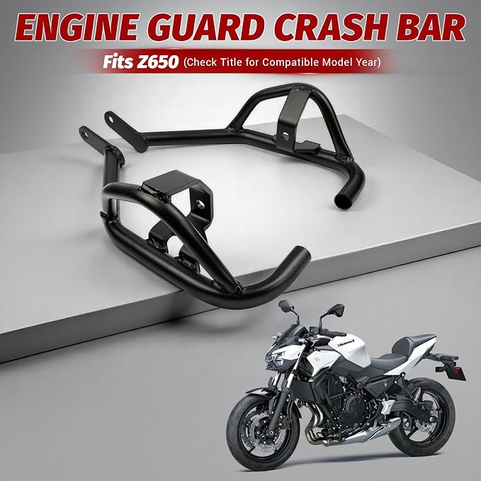 Motorcycle Crash Bar for Z650 ER650 2017-2026 | Engine Guard Highway Bar Bumper Side Falling Protection High-Temp Powder Coating