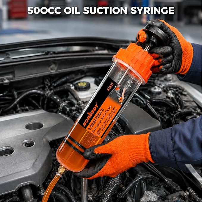 500CC Fluid Extractor and Fill Pump, Manual Oil Syringe Suction Pump with Long Hose and Extension Tubes, Automotive Fluid Transfer Pump for Oil, Brake Fluid, Coolant, Gear Oil, Cars, Boats, Lawn Mower