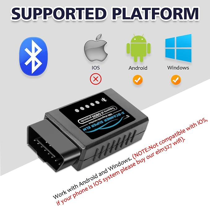 Obd2 Bluetooth ELM327 v1.4 Scanner with PIC18F25K80 Original Chip, Car Code Reader Compatible for 1996+ Vehicles,Works with Torque App in Android,Windows and Symbian System(NOT iOS)
