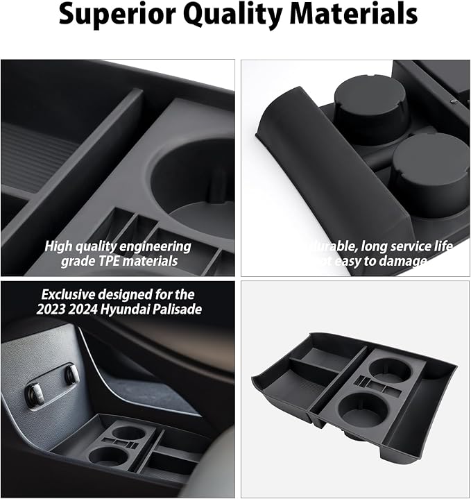 2025 Palisade Lower Console Organizer for 2020 2021 2022 2023 2024 2025 Hyundai Palisade SE/SEL/XRT/Limited/Calligraphy Under Armrest Organizer Insert Tray w/Cup Holder 2025 Palisade Accessories