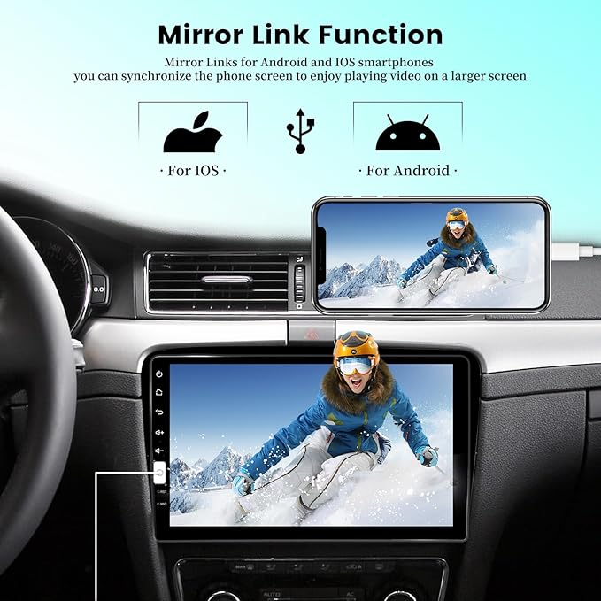 9 Inch Car Radio Single Din Car Stereo 1080P Touch Screen with Backup Camera Mic Bluetooth Hands-Free Call FM Car Audio Multimedia Car Audio Support Mirror Link SWC USB EQ
