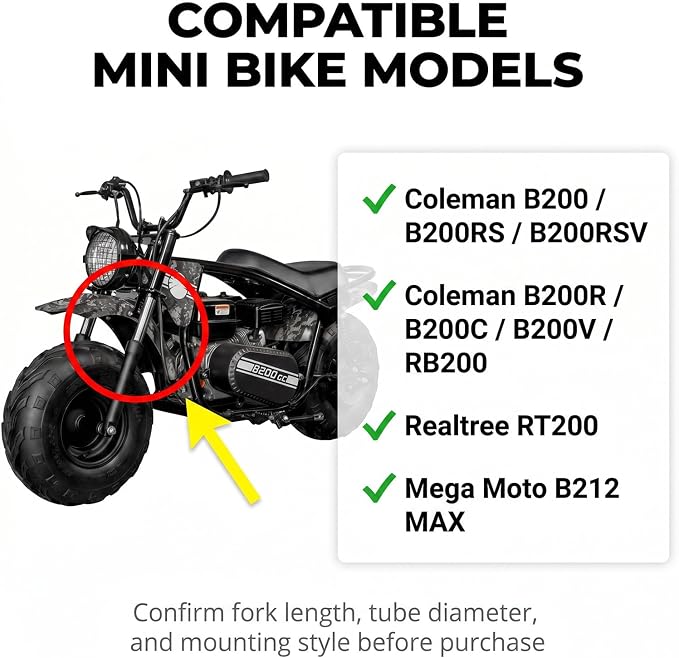 Mini Bike Shock Absorber Front fork Suspension Kit for Coleman B200 B200RS B200RSV B200R B200C B200V RB200 Realtree RT200 Mega Moto B212 MAX Mini Bike