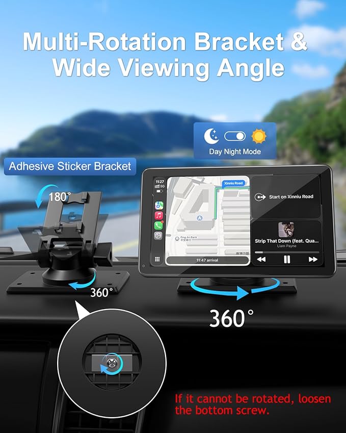 Carplay Screen for Car, Upgrade 7" HD Wireless Apple Carplay & Android Auto Touchscreen- Car Play Screen Stereo with Backup Camera, Mirror Link/Voice Control/Music Play/GPS Navigation -for All Vehicle