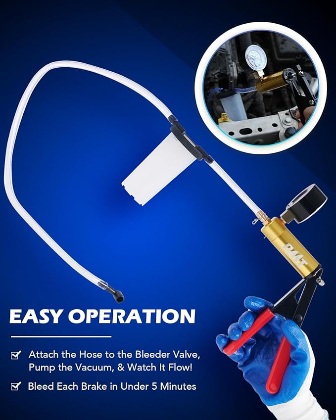 Orion Motor Tech Brake Bleeder Kit with Hand Vacuum Pump and Adapters, Brake Bleeding Kit for Brake Fluid Power Steering Fluid More, Vacuum Brake Bleeder Pump with Pressure Gauge
