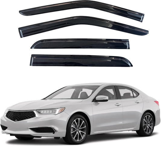 KPY Window Visor Compatible with Acura TLX 2015-2020, 4PC Rain Guard Side Window Vent Deflectors Tape-On Mugen Style, 2015 2016 2017 2018 2019 2020