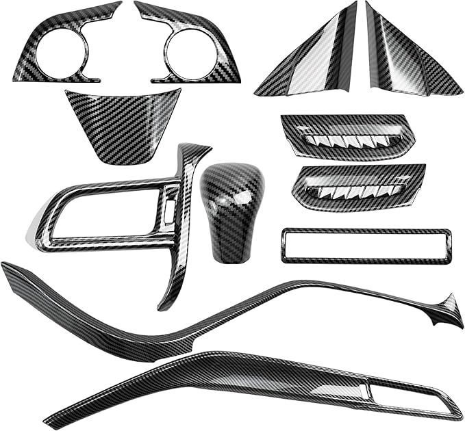 Interior Trim Kit for 2018-2024 Toyota Camry, Air Outlet Trims Steering Wheel Cover molding Gear Shift Knob Cover(Carbon Fibre Style)