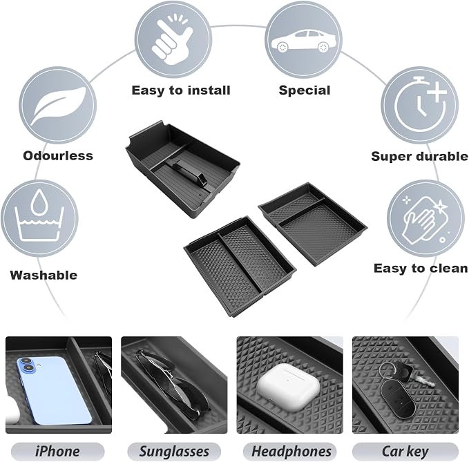 SKTU 3-Pack for 2025 2026 Nissan Murano Center Console Organizer for 2025 2026 Nissan Murano Console Tray & Lower Console Organizer 2025 2026 Murano Under Tray Nissan Murano 2025 2026 Accessories
