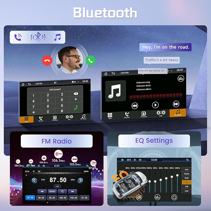 Rimoody Double Din Wireless Carplay Car Stereo Android Auto, 7 Inch Touch Screen 2 Din Car Radio with Mirror Link Bluetooth FM EQ SWC Dual USB Fast Charge Support Backup Camera