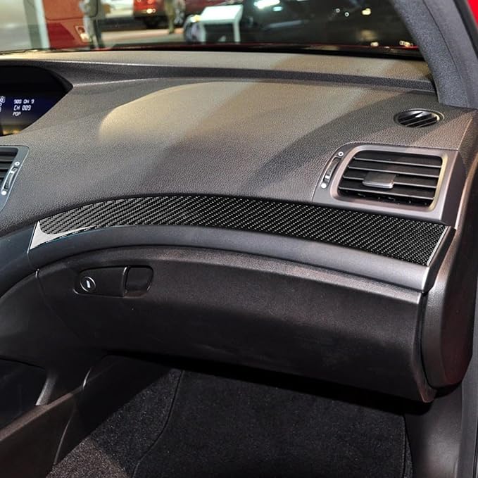 Black Soft Carbon Fiber car Interior Passenger Instrument Panel 1/Piece Decorative Sticker Suitable for Acura TSX 09-14 Carbon Fiber car Interior