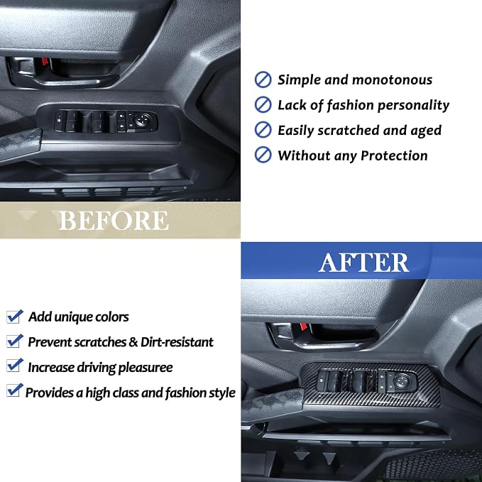 Daeiclru Window Lift Switch Panel Cover Compatible with Toyota Tacoma 2024 2025, Pickup Truck Door Power Window Glass Lift Switch Button Protection Cover Interior Accessories (Carbon Fiber Pattern)