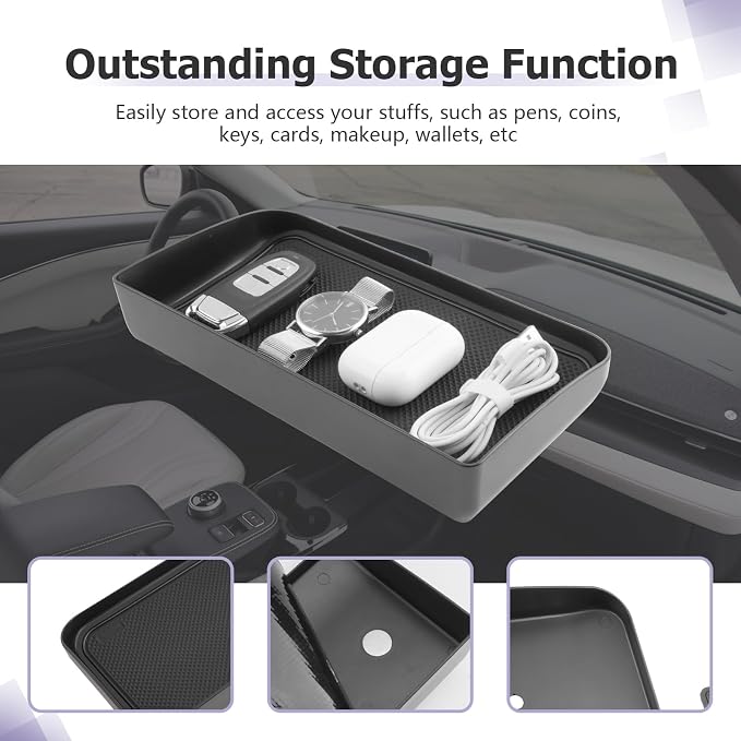 LUWU 2026 Mustang Mach E Dashboard Storage Tray Compatible with Ford Mustang Mach E 2021-2026 Accessories Center Console Display Box Hidden Organizer Tray Behind Screen (Only Fit for 15.5inch Screen)