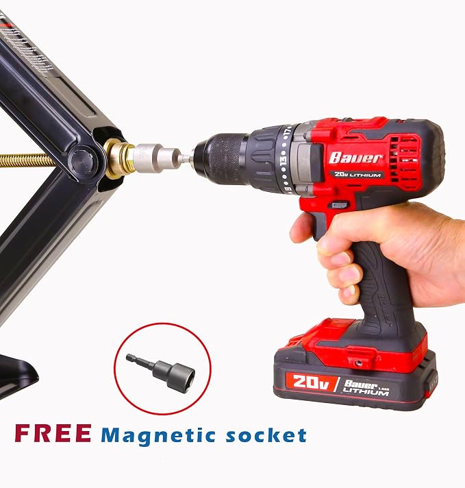 LIBRA Set 2 of Extra-Wide Big Foot Base 5000 lb 24" RV Trailer Camper Stabilizer Leveling Scissor Jacks w/Dual Power Drill Sockets & Complete Mounting Hardware -Part26044