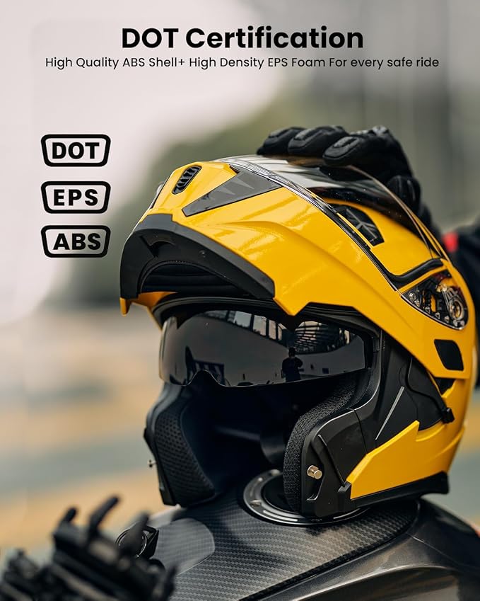 ILM Motorcycle Modular Full Face Helmet for Adult Flip up Dual Visor LED Tail Light Optional DOT
