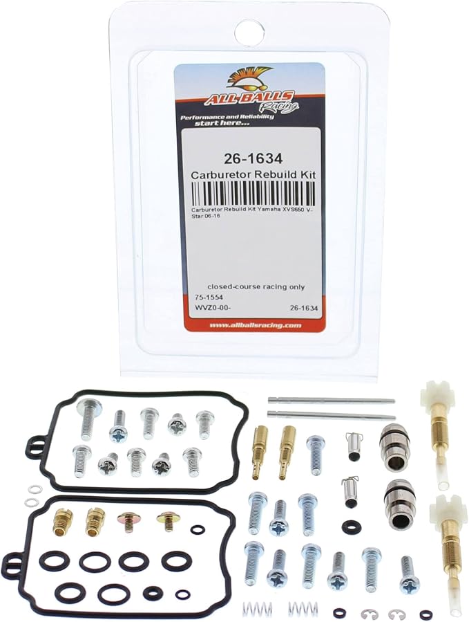 All Balls Racing Carburetor Rebuild Kit 26-1634 Compatible With/Replacement For Yamaha XVS650 V-Star 2006-2016