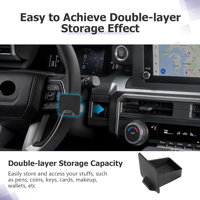 LUWU Upgrade Storage Drawer Tray Compatible with 2024 2025 2026 Toyota Tacoma & 2025 2026 Toyota 4Runner Accessories Center Console Organizer Wheel Cubicle Extra Storage for Keys Coins Card