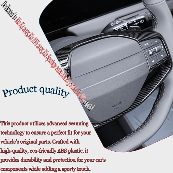 Steering wheel button frame,For Kia Sportage 2026，Kia K4 2025,Kia EV6 2025,Kia EV3 2025 2026 - ABS Carbon Fiber Steering Wheel Frame,Steering Wheel Button cover Accessories(NOT FIT GT-Line Model