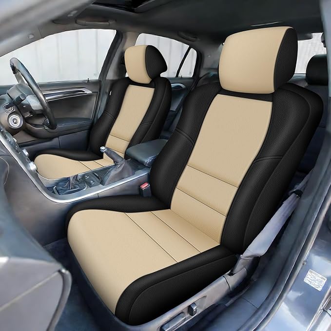 SAPUBK Custom-Fit Front Seat Covers Replace for 2004-2008 Acura TL, Driver and Passenger Premium Leather with Composite Soft Foam Lining Seat Cover