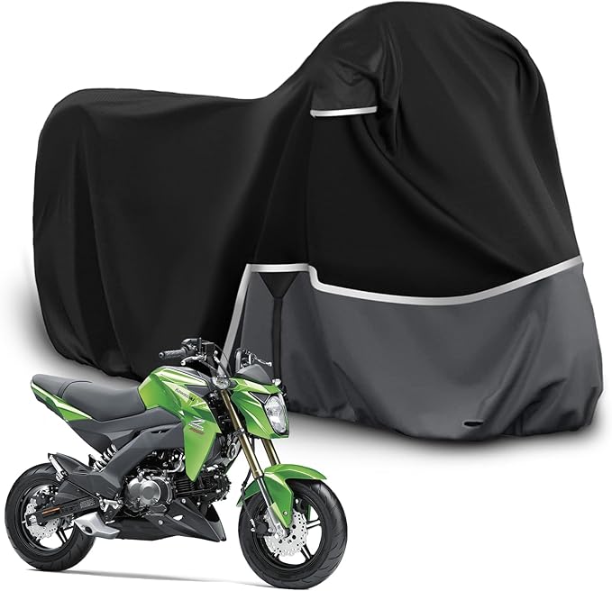 Waterproof Motorcycle Cover Replace for Kawasaki Z125/Z125 Pro/KLX 110 Model, 420D Oxford Cloth Motorcycle Cover for Snow Rain Dust Protection