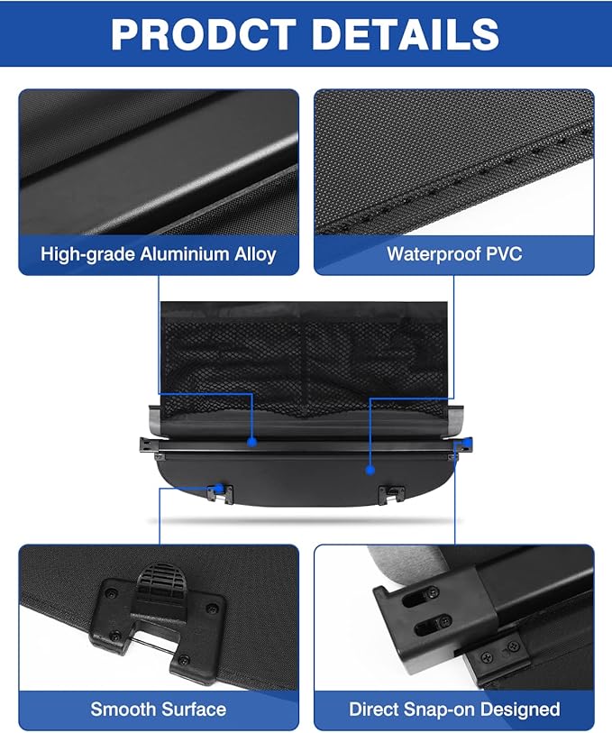 Autorder Upgraded Cargo Cover for Mazda CX-5 CX5 2017-2025 Accessories Trunk Shade Cover with Storage Cargo Net No Gap Retractable Security Shield Shade