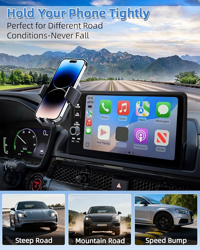 PZK Car Phone Holder for Ford Maverick 2022 2023 2024 XL/XLT/Lariat Accessories Only for 8-Inch Screen Fixed Clip Fixed Clip Auto Lock Car Phone Mount360° Rotation Fit for 4-7'' Phones Not Affect Vent