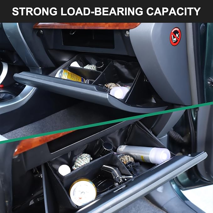 Glove Box Dividers Organizer Compatible with Toyota Land Cruiser Prado 120 /Lexus GX470 2003-2008 Accessories, Center Console Glove Box Divider Storage Bag,2PCS