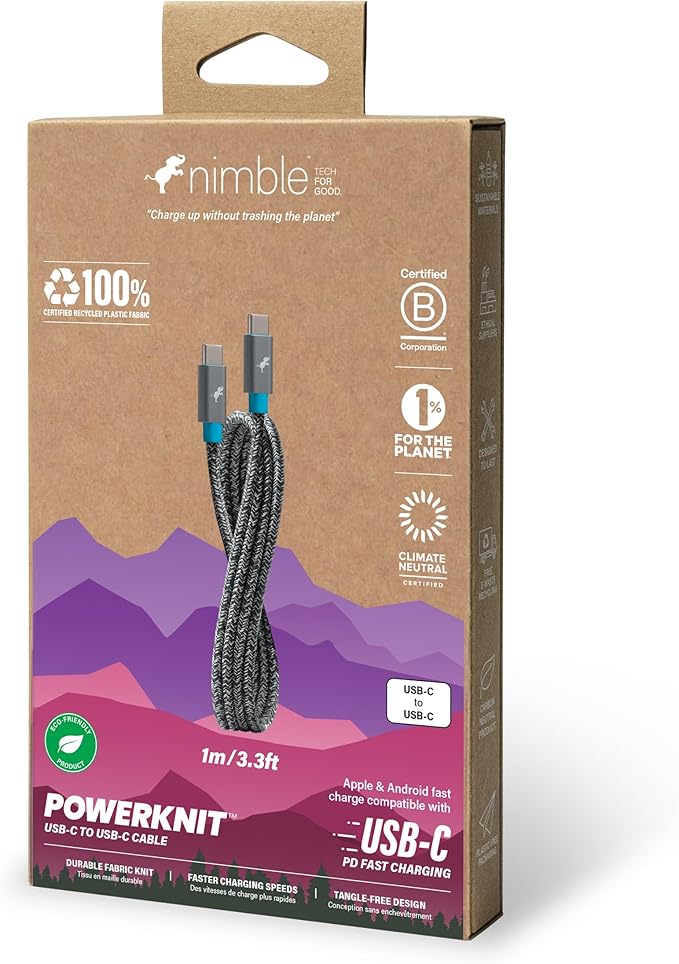 Nimble USB C to USB C Cord (1M/3.3FT) - Type C Charger Fast Charging Cord for Apple iPhone 17/16/15 Air Pro Max Samsung, USB C Charger for iPad mini, MacBook Air/Pro 2022/2021/2020/2019/2018 and More