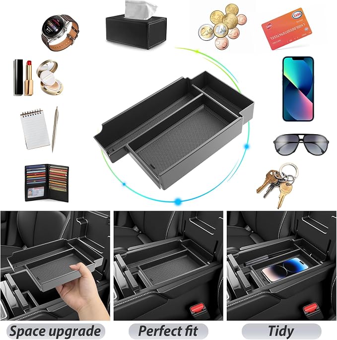 SKTU for 2026 Nissan Pathfinder Center Console Organizer for 2026+ Nissan Pathfinder (SV/SL/Rock Creek/Platinum) Console Tray Nissan Pathfinder 2026 Accessories ABS Insert Armrest Storage Box