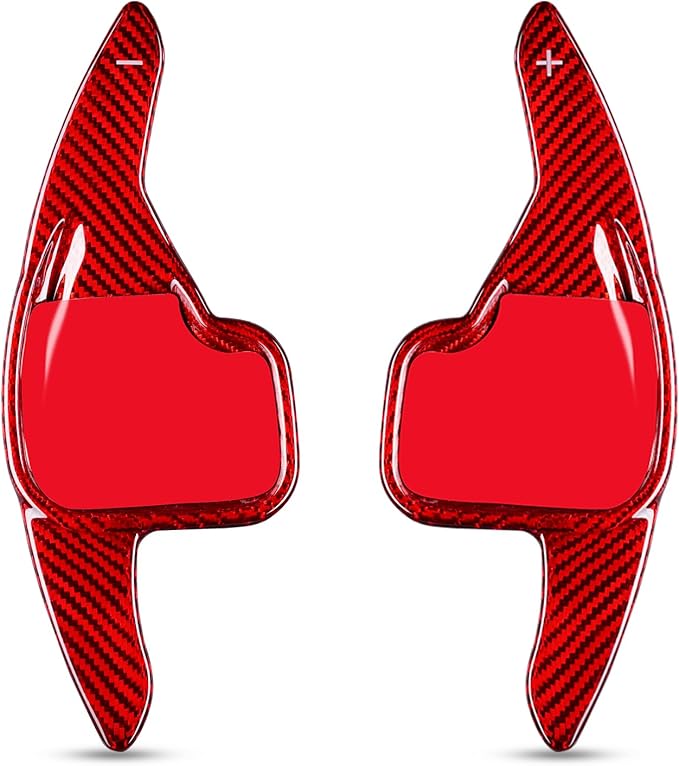 T-carbon Glass Fiber Paddle Shifter Extension Cover Compatible With BMW 1 2 3 3GT 4 5 5GT 6 7 Series 2 Estate,X1 X3 X4 X5 X6 M5 Z4 i8 2011-24 Steering Wheel Paddle Shifter Car Interior Accessories,Red