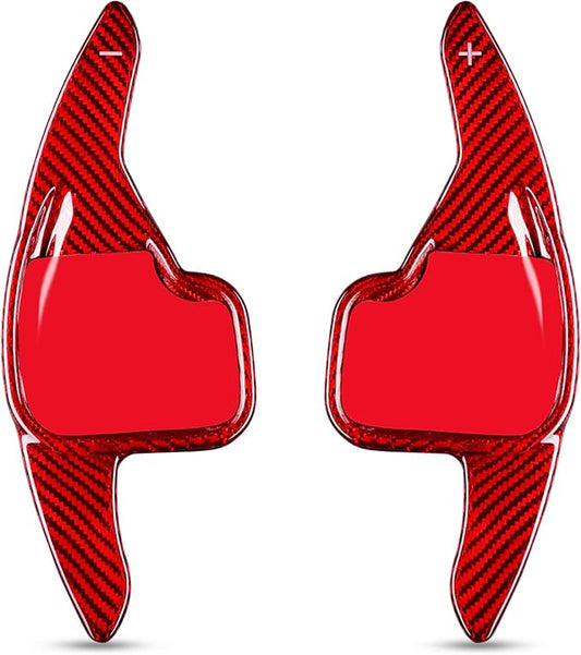 T-carbon Glass Fiber Paddle Shifter Extension Cover Compatible With BMW 1 2 3 3GT 4 5 5GT 6 7 Series 2 Estate,X1 X3 X4 X5 X6 M5 Z4 i8 2011-24 Steering Wheel Paddle Shifter Car Interior Accessories,Red
