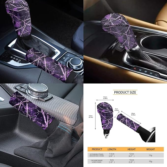 KEIAHUAN Purple Camo Branch Full Set Car Seat Cover with Steering Wheel Cover Cupholder Coaster Gear Shift Cover Handbrake Cover Headrest Cover Elastic Universal Fit for Most Vehicles 11 Pcs