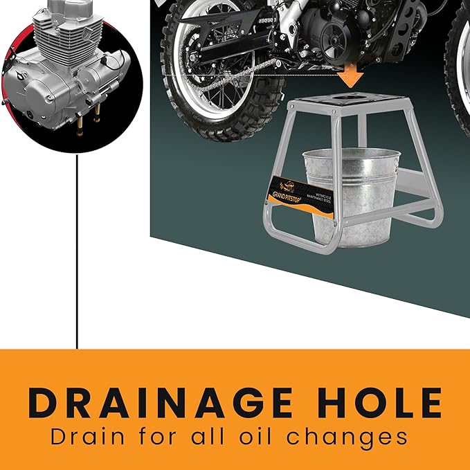 GRAND PITSTOP Motorcycle & Powersports Maintainence Stand Dirt Bike Stand,Universal Detachable Powder Coated non Slip Off Road Steel Heavy Duty Dirtbike Maintenance Motorcycle Box Stand (Silver)
