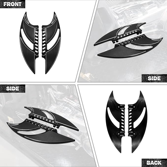 Motorcycle Floorboards CNC Tomahawk Front Rear Footboards Footpegs Fit for Harley Touring Electra Glide Street Glide Road Glide Softail Dyna Black