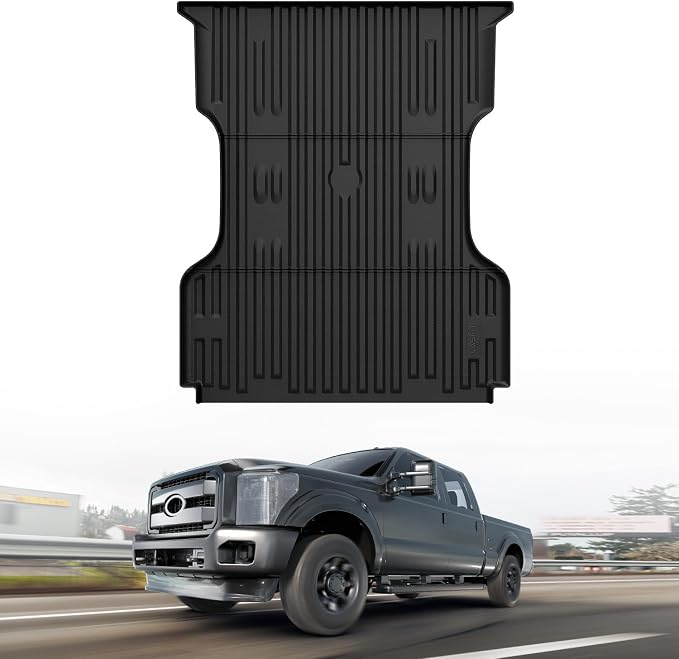 LASFIT Truck Bed Mat for 2009-2016 Ford F250 F350 F450 6.75ft Super Duty 81.9'' Bed Liner(Not fit with Drop-in Bed Liner), TPE 100% All Weather Car Bed Mat for F-250 F-350 F-450,1PCS Black