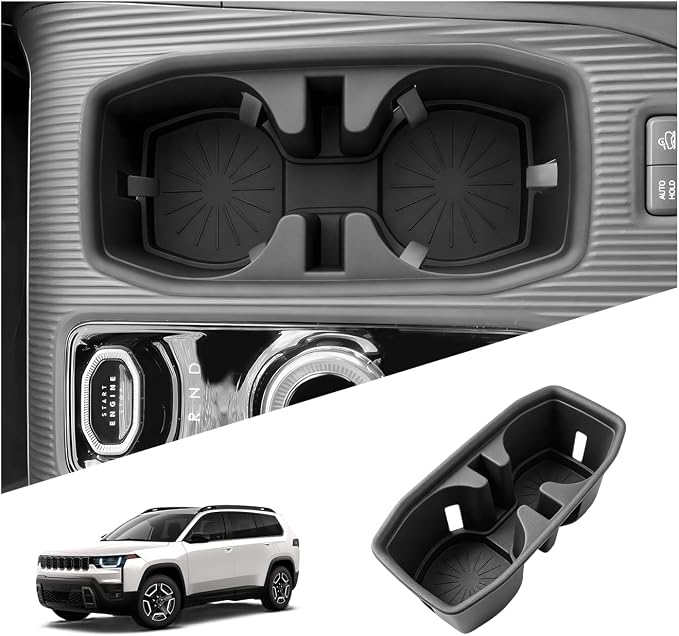 SKTU for 2026 Jeep Cherokee Cup Holder for 2026+ Jeep Cherokee (Base/Laredo/Limited/Overland) Center Console Cup Holder Jeep Cherokee 2026 Accessories 2026 Cherokee Rubber Non-Slip Cup Holder