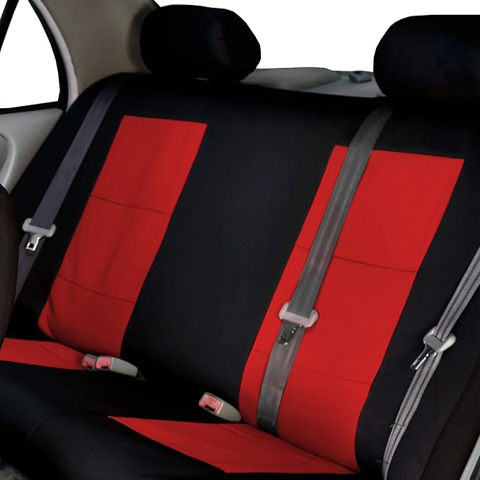FH Group FB085114 +F11306 Premium Waterproof Seat Covers (Red) Full Set – Universal Fit for Cars Trucks & SUVs