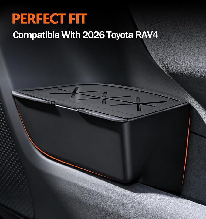 2PCS Door Side Trash Can with Lids Compatible with 2026 Toyota RAV4 Plug-in Hybrid&RAV4 Hybrid, Sof&Easy to Clean Silicone Door Garbage Bin Storage Box for 6th Gen Toyota RAV4 Accessories