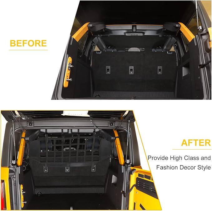 for Bronco Trunk Net Mesh Dog Barrier Cargo Net for Ford Bronco 2021 2022 2023 Black Storage Accessories