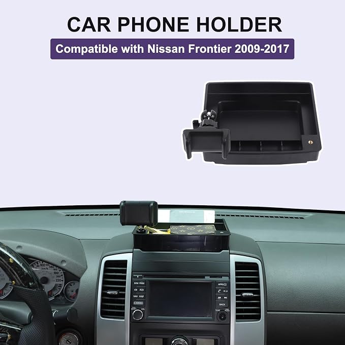 Dash Organizer Tray with Phone Holder Compatible with Nissan Frontier 2009-2017,ABS Car Dashboard Storage Box Organizer Holder Tray Mobile Phone Mount Interior Accessories (Style-B)