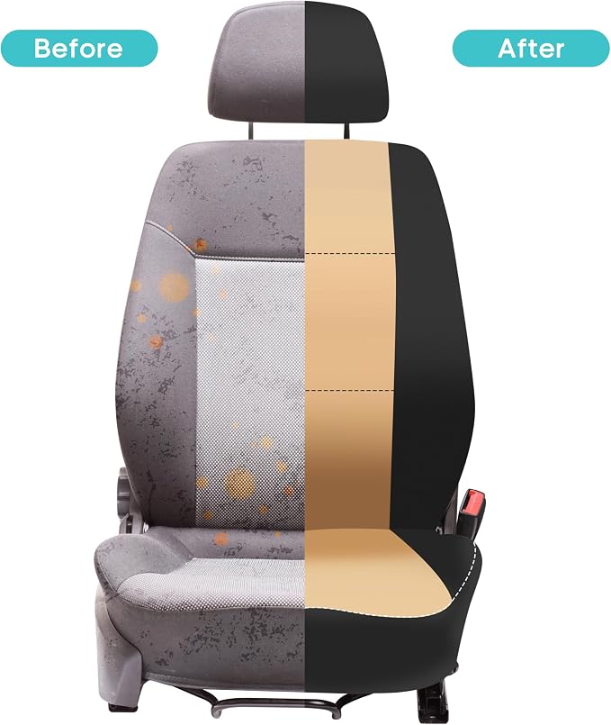 FH Group Waterproof Neoprene Car Seat Covers Front Set – Universal Fit Front Seat Cover with Storage Pockets, Airbag Compatible Automotive Seat Covers for Cars, SUVs & Vans, Beige