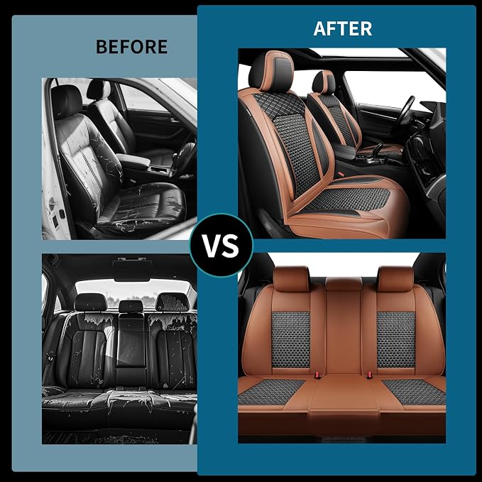 Fit Rogue Ice Silk Cooling Car Seat Covers for Nissan Rogue 2015-2025 2026, Breathable Seat Protector, Anti-Slip & Scratch-Resistant，Sweatproof Auto Cushion Covers（5 Seats, Brown）