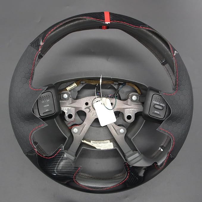 MEWANT Steering Wheel Cover for Dodge Ram 1500 2500 3500 2004-2008 Carbon Fiber&Microfiber Leather Steering Wheel Wrap