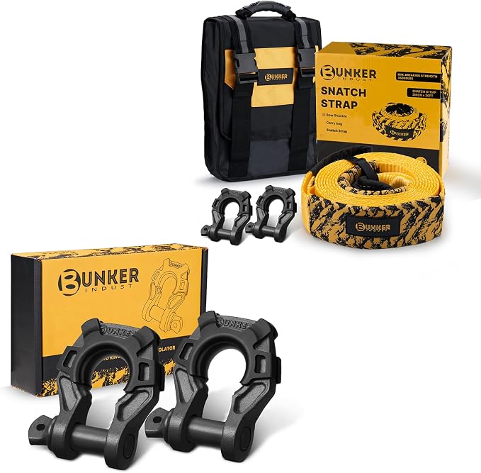 BUNKER INDUST 3" x 20ft Heavy Duty Tow Strap Recovery Kit + 3/4" D Ring Shackle with 7/8" Pin