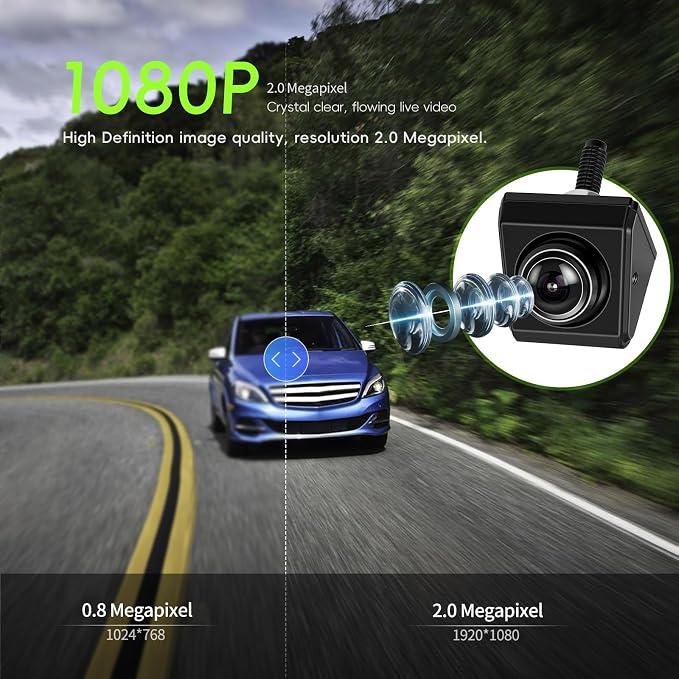 Backup Camera AHD 1080P, 5" Customizable Reverse Guidelines(H/V/W), Night Vision 360 Adjustable IP68 Waterproof Rear View Camera for Truck Pickup RV Camper 5th Wheel Boat Horse Trailer Cars 12-24V