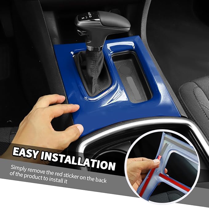 Jimen Fit for Dodge Charger 2015-2023, Center Console Dash Instrument Panel & Gear Shift Cover Trim (Blue)