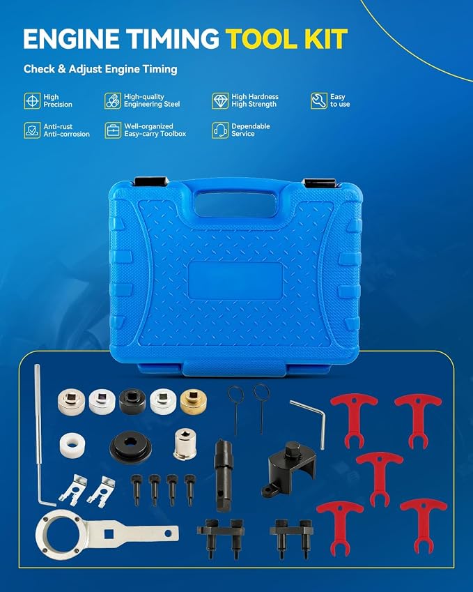 PHILTOP Engine Timing Tool Kit Camshaft Locking Tool Fit for Audi A3 A4 A5 A6 Q5 TT/TT Quattro 2.0T, Camshaft Tensioning Locking Alignment Timing Belt Tool Kit