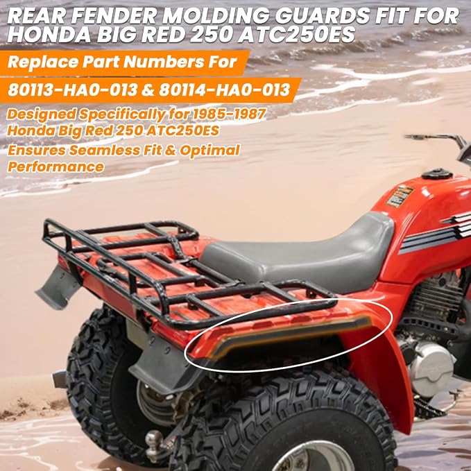 for 1985-1987 Honda Big Red 250 ATC250ES Rear Fender Molding Guards Pair - TPU Material Replace for 80113-HA0-013 80114-HA0-013