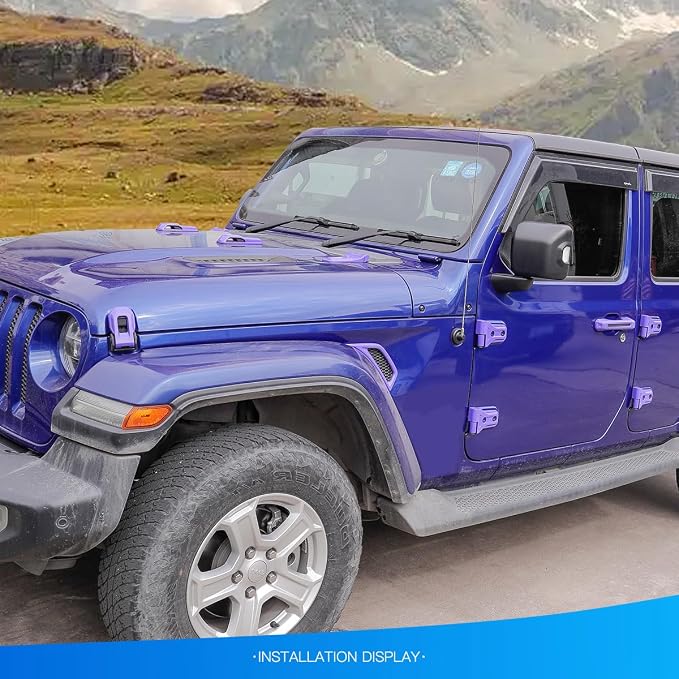 Barong for Jeep Wrangler JL JLU 2018-2025 Accessories Exterior Decoration Door Hinge Handle Engine Hood Hinge Hood Latch Wheel Eyebrow Side Air Outlet Rear Window Hinge Cover 26PCS Full Set(Purple)