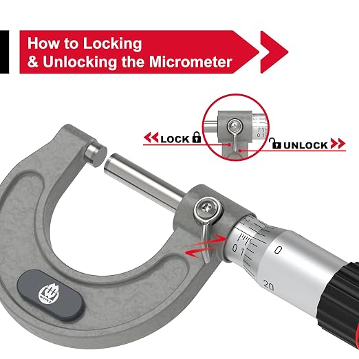 Werka Professional Outside Micrometer, 0-1 Inch Range with 0.0001 Inch Graduations, Precision Measurement Tool with Ratchet Stop, Storage Case Included