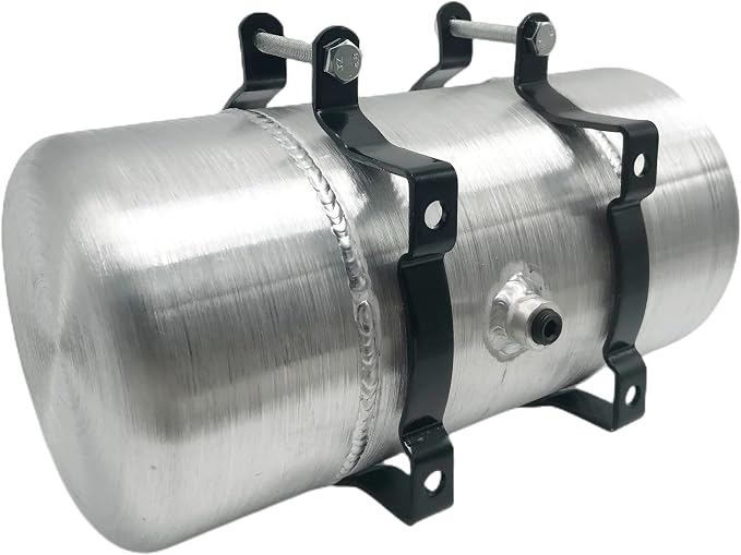 JSD 1.25 Gallons 6" x 12" Aluminum Spun Round Gas Tank /Fuel Tank End Fill 1/4" NPT Outlet for go kart ,dune buggy